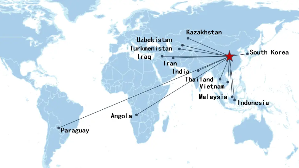 Some products are exported to countries such as South Korea, Uzbekistan, Vietnam, Thailand, Malaysia, Angola, etc